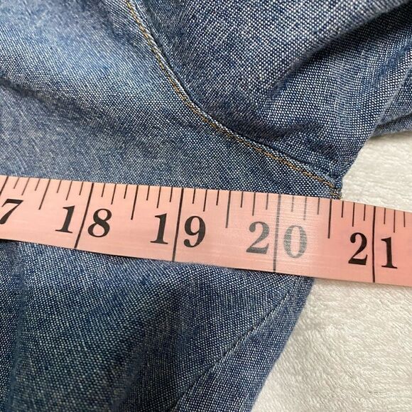 EUC American Apparel Unisex Long Sleeve Button Down RSACP400SA Blue Cham… - Picture 4 of 6